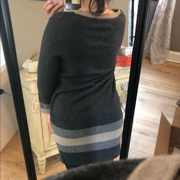 Rag & Bone 3/4  Sleeve Merino Wool Grey Taupe Bodycon Sheath Sweater Dress Sz L - Picture 3 of 9